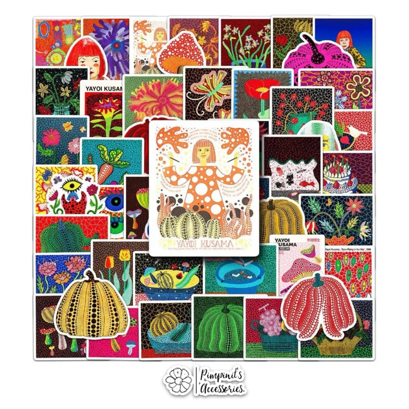 ʕ •ᴥ•ʔ ✿ พร้อมส่ง : สติ๊กเกอร์กันน้ำลายยาโยย คุซามะ | Yayoi Kusama - Japanese Artist Waterproof Decoration Sticker Set.
