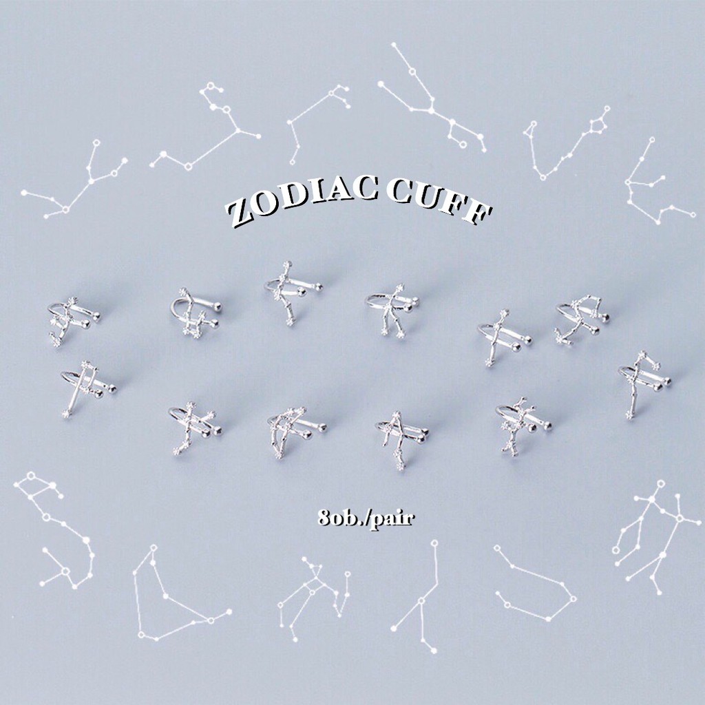(กรอกโค้ด YAQ6E ลด 60.-) earika.earrings - zodiac cuff ต่างหูหนีบราศีชุบเงิน เหมาะสำหรับคนแพ้ง่าย ปรับขนาดได้