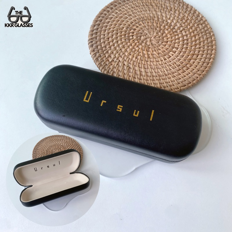 กล่องแว่นตา Ursul กล่องหนังดำ สำหรับเก็บแว่นตา ป้องกันฝุ่นละออง (มีปลายทาง)
