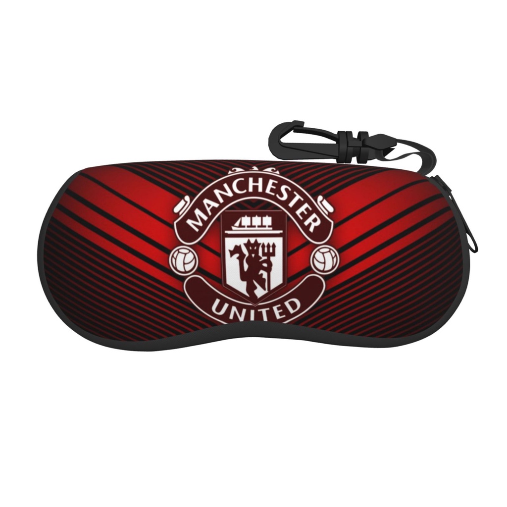 กล่องใส่แว่นตากันแดด แบบนิ่ม แต่งซิป น้ําหนักเบาพิเศษ แบบพกพา ลาย Manchester United