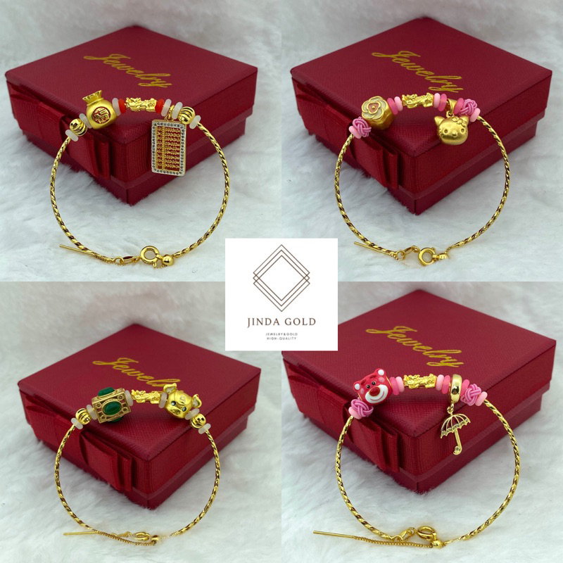 กำไลข้อมือปี่เซียะแพนโดร่า 0.1 กรัม ข้อมือฟรีไซส์ แถมกล่องทุกออเดอร์(A012)