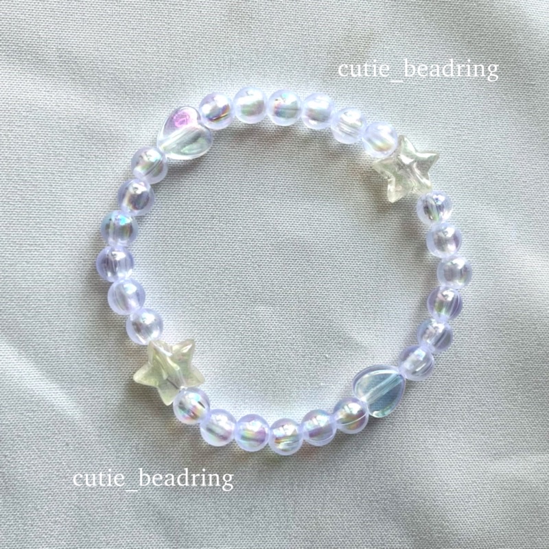 กำไลข้อมือลูกปัดสีใส | heart&star lite bracelet