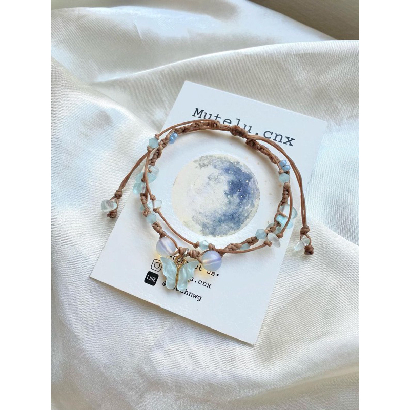 กำไลข้อมือเชือกถัก handmade (light sky)