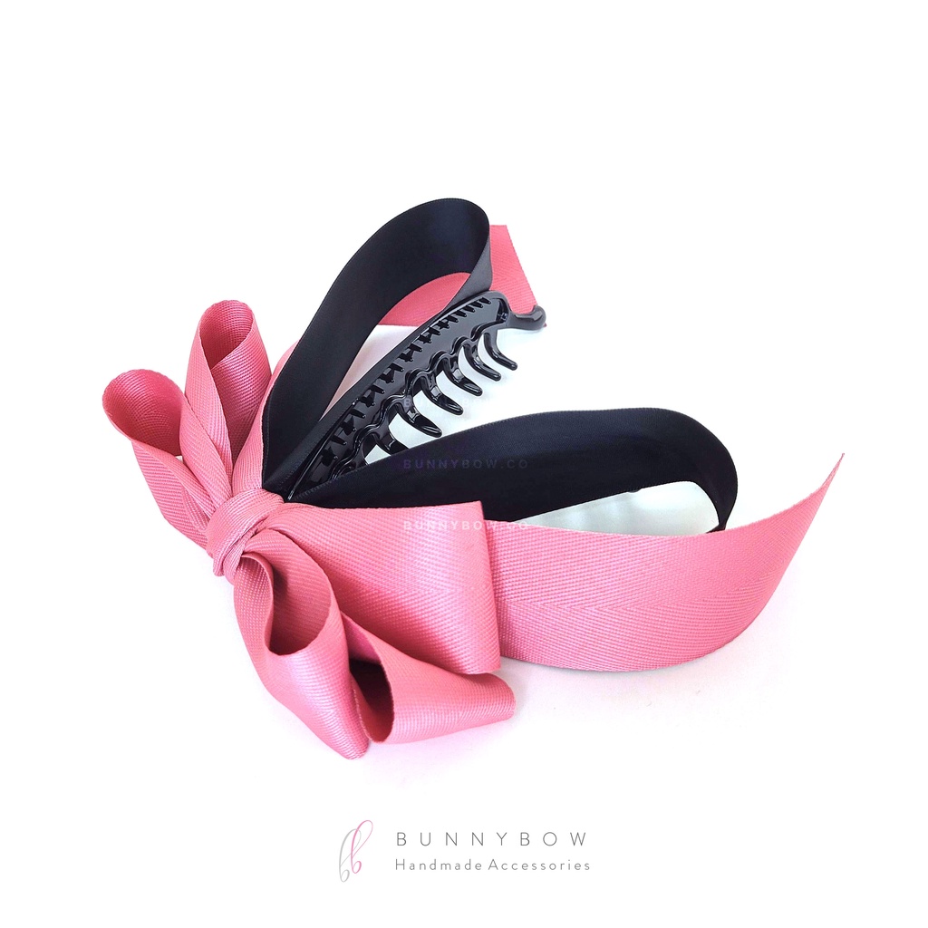 กิ๊บกล้วยแฟชั่น ริบบิ้นเกาหลี Herringbone งานแฮนด์เมด โบว์ติดผม BunnyBow เกรดพรีเมียม พร้อมส่ง