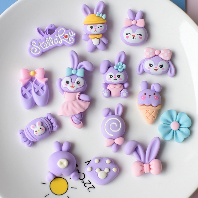 กิ๊บติดผม รูปการ์ตูนกระต่าย 10 ชิ้น สําหรับตกแต่งโทรศัพท์มือถือ Diy