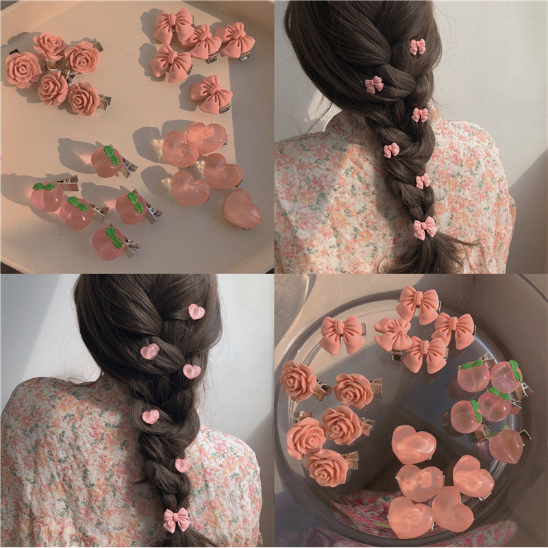 กิ๊บติดผม รูปดอกคามิเลีย แบบนิ่ม ประดับโบว์ สีชมพูน่ารัก เครื่องประดับ สําหรับผู้หญิง
