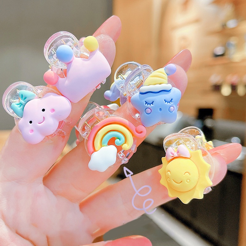 กิ๊บติดผม รูปมงกุฎเมฆน่ารัก สีรุ้ง สไตล์เกาหลี สําหรับเด็กผู้หญิง