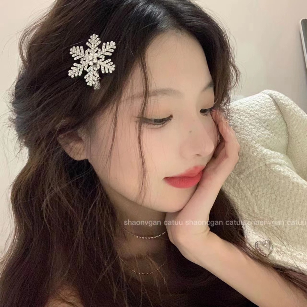 กิ๊บติดผม รูปเกล็ดหิมะ ประดับเพชร ระดับไฮเอนด์ แฟชั่นฤดูใบไม้ร่วง และฤดูหนาว 2023【Valentine Day】