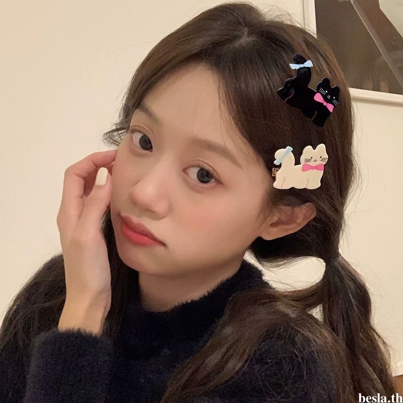กิ๊บติดผม ลายการ์ตูนแมวน่ารัก ประดับโบว์ ขนาดเล็ก สําหรับผู้หญิง