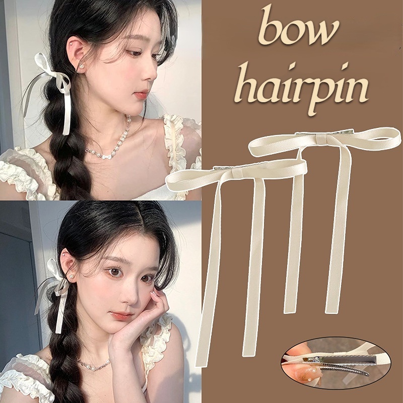 กิ๊บติดผมริบบิ้น ประดับโบว์ สไตล์เกาหลี แฟชั่นสี่ฤดู สําหรับผู้หญิง 2 ชิ้น ต่อชุด
