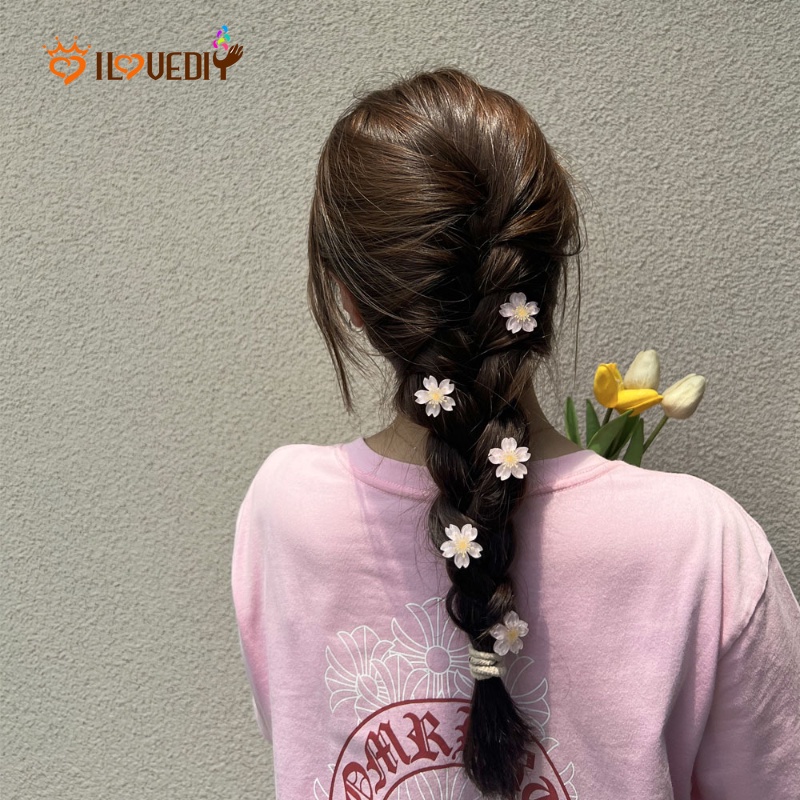 กิ๊บติดผมหางม้า ลายดอกไม้ สีแคนดี้ หรูหรา แฟชั่นสําหรับผู้หญิง 5 ชิ้น