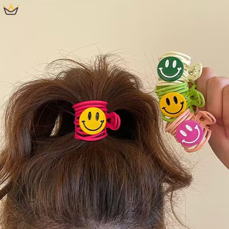 กิ๊บติดผมหางม้า โลหะผสม รูปหน้ายิ้ม ขนาดเล็ก สีสันสดใส แฟชั่นฤดูร้อน สําหรับผู้หญิง
