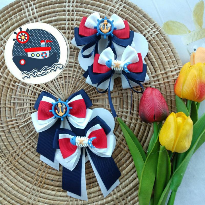 กิ๊บโบว์ติดผม⚓สมอเรือ(ราคา/1คู่)