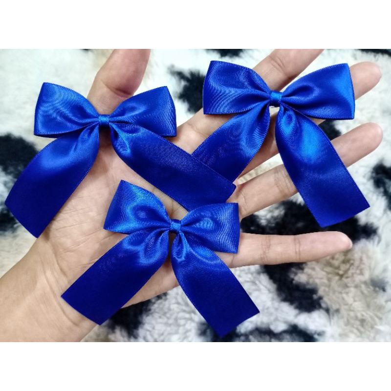 กิ๊ปไซส์ S โบว์นักเรียน(สีน้ำเงิน) ริบบิ้นกว้าง 1