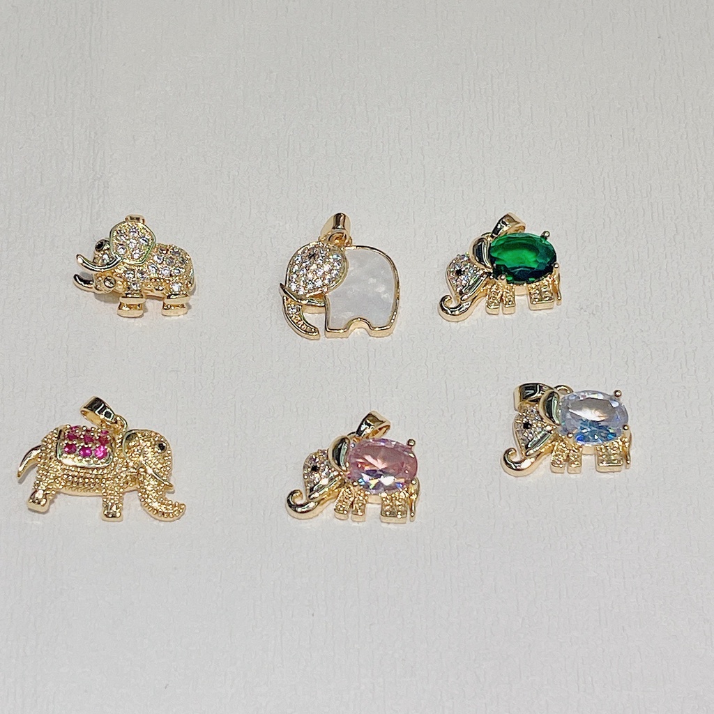 ขายดี ใหม่ สร้อยคอ สร้อยข้อมือ ชุบทองแดง 18K จี้รูปช้างน่ารัก DIY