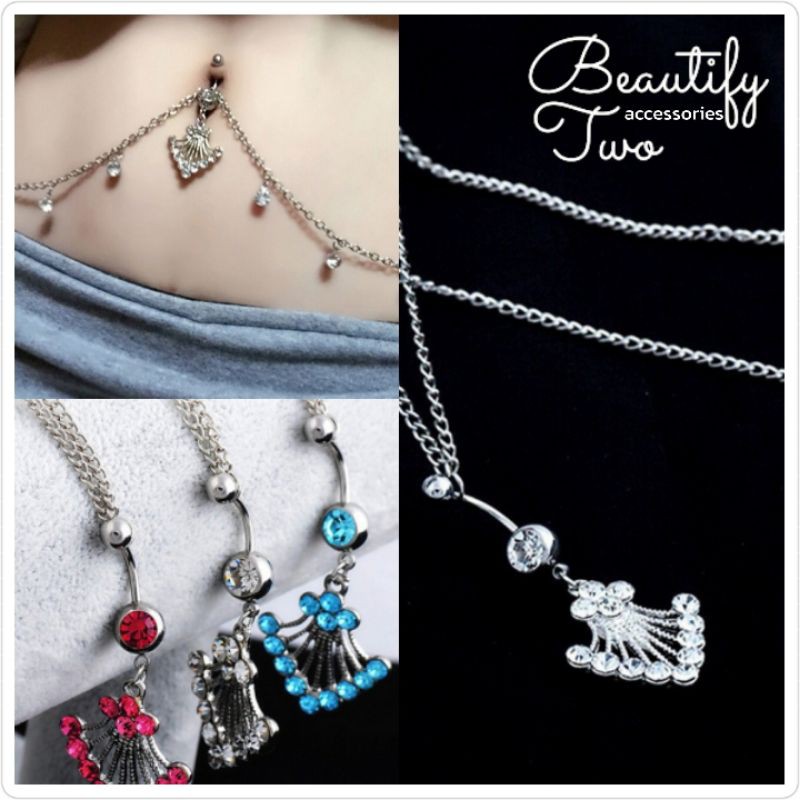จิวสะดือสายโซ่ประดับคริสตัลสวยแป๊ะปัง!!!อลังเว่อร์ไม่มีไม่ด้ายยยแล้ว!