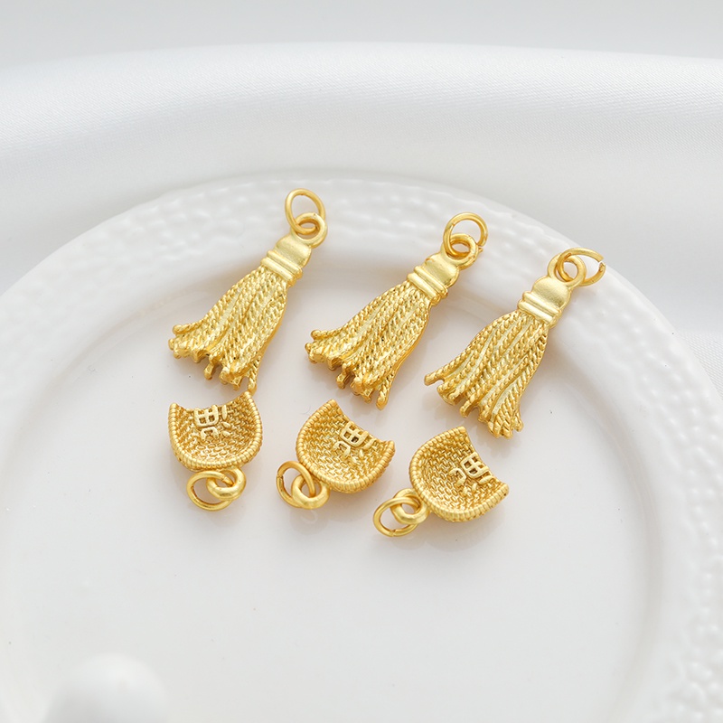 จี้ทองแดง เนื้อแมตต์ สีทอง 18k สําหรับทําเครื่องประดับ สร้อยคอ สร้อยข้อมือ diy