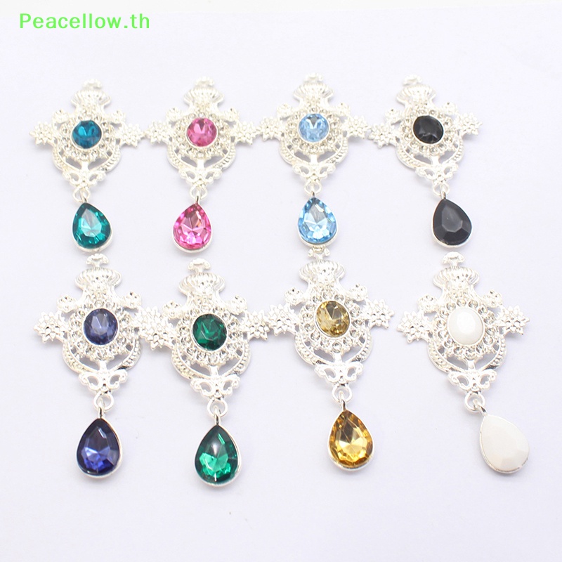 จี้รูปไข่ ประดับเพชร รูปผีเสื้อ สีเหลือง สําหรับตกแต่งขวดไวน์ DIY TH