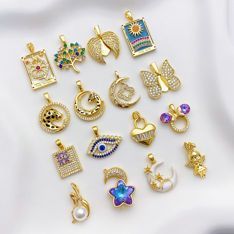 จี้สร้อยคอ สร้อยข้อมือ ประดับเพทาย รูปผีเสื้อ ชุบทอง 18K แฮนด์เมด diy