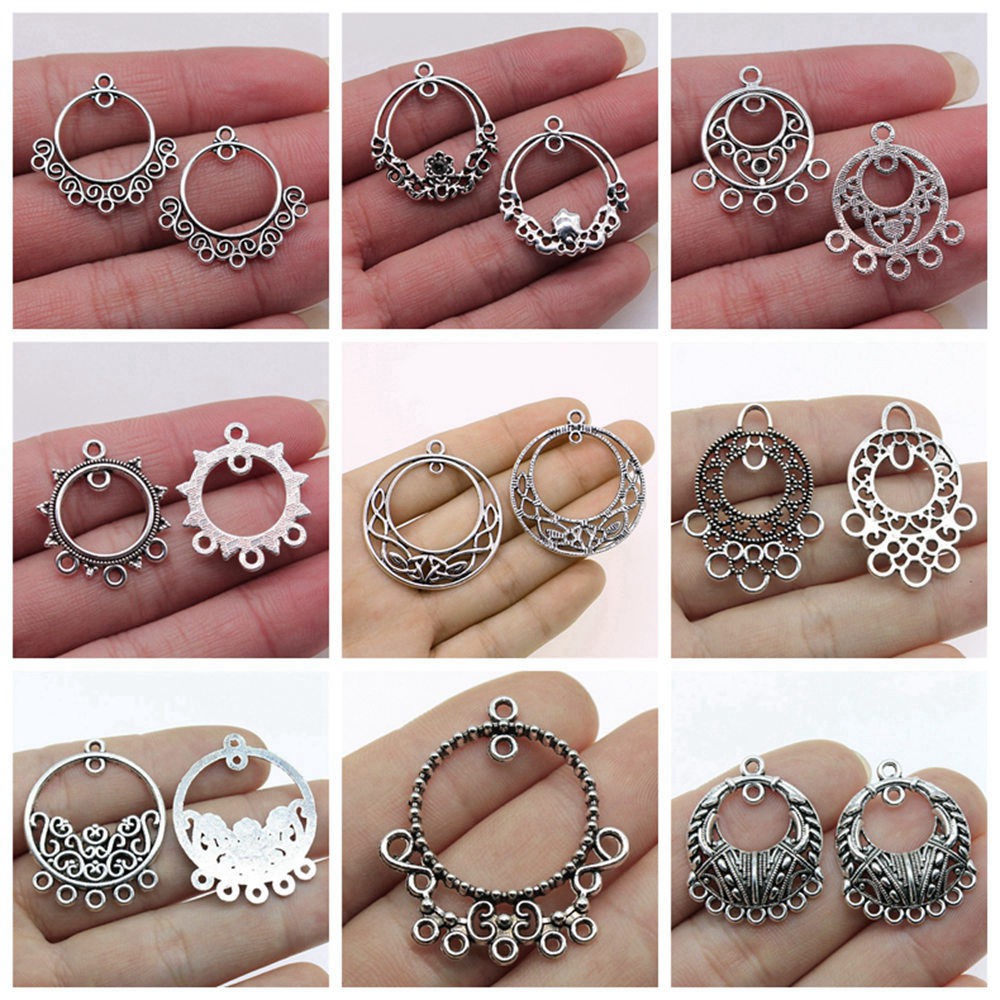จี้เชื่อมต่อต่างหู ทรงกลม รูพรุน สําหรับทําเครื่องประดับ แฮนด์เมด Diy