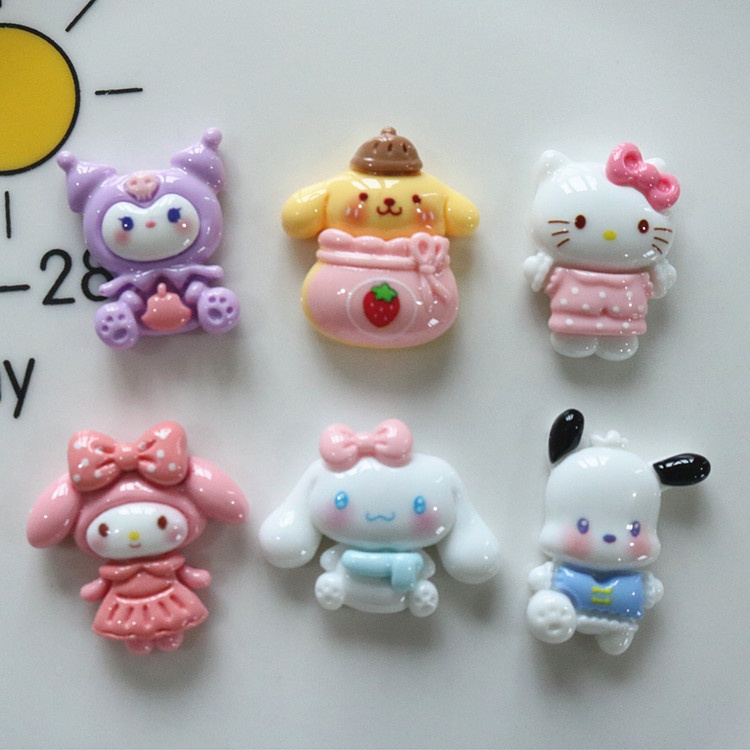 จี้เรซิ่น รูปซานิโร่น่ารัก แวววาว สําหรับทําเครื่องประดับ DIY 10 ชิ้น