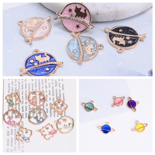 จี้โลหะลายแมว ก้อนเมฆ ดวงดาว จี้ห้อยคอแฟชั่น ราคาต่อหนึ่งชิ้น พร้อมส่ง missdiy  (6)