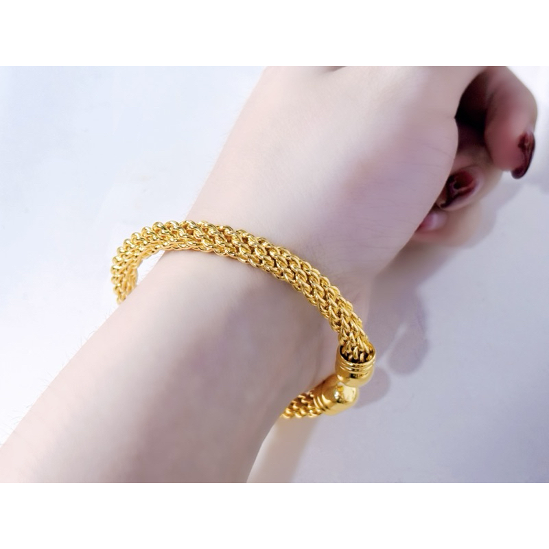 ชุบทอง 24k กำไล ดีไซน์ แฟชั่น สวยเท่ ลาย Twisted rope