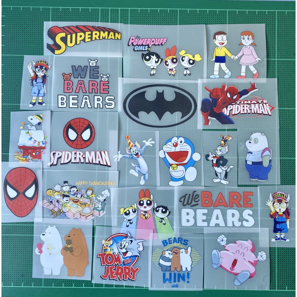 ตัวรีดติดเสื้อการ์ตูน Superman Batman Doraemon   แผ่นฟิมล์รีดร้อน อาร์มรีดติดเสื้อ DIY