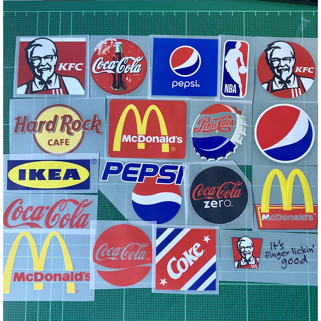 ตัวรีดติดเสื้อโลโก้ CocaCola  pepsi  KFC IKEA   แผ่นฟิมล์รีดร้อน อาร์มรีดติดเสื้อ DIY