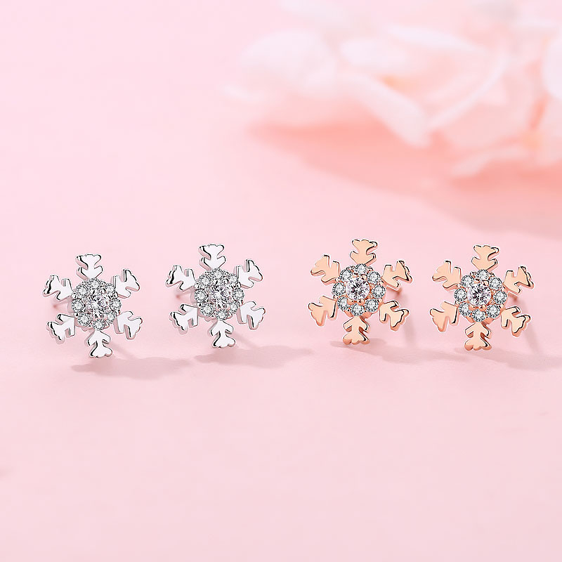 ต่างหู s925 earrings รุ่น เกล็ดหิมะ Snowflake ผู้หญิง ต่างหูแฟชั่น ของขวัญ เครื่องประดับ minimal