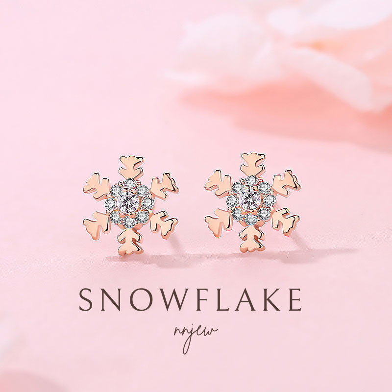 ต่างหู s925 earrings รุ่น เกล็ดหิมะ Snowflake ผู้หญิง ต่างหูแฟชั่น ของขวัญ เครื่องประดับ minimal