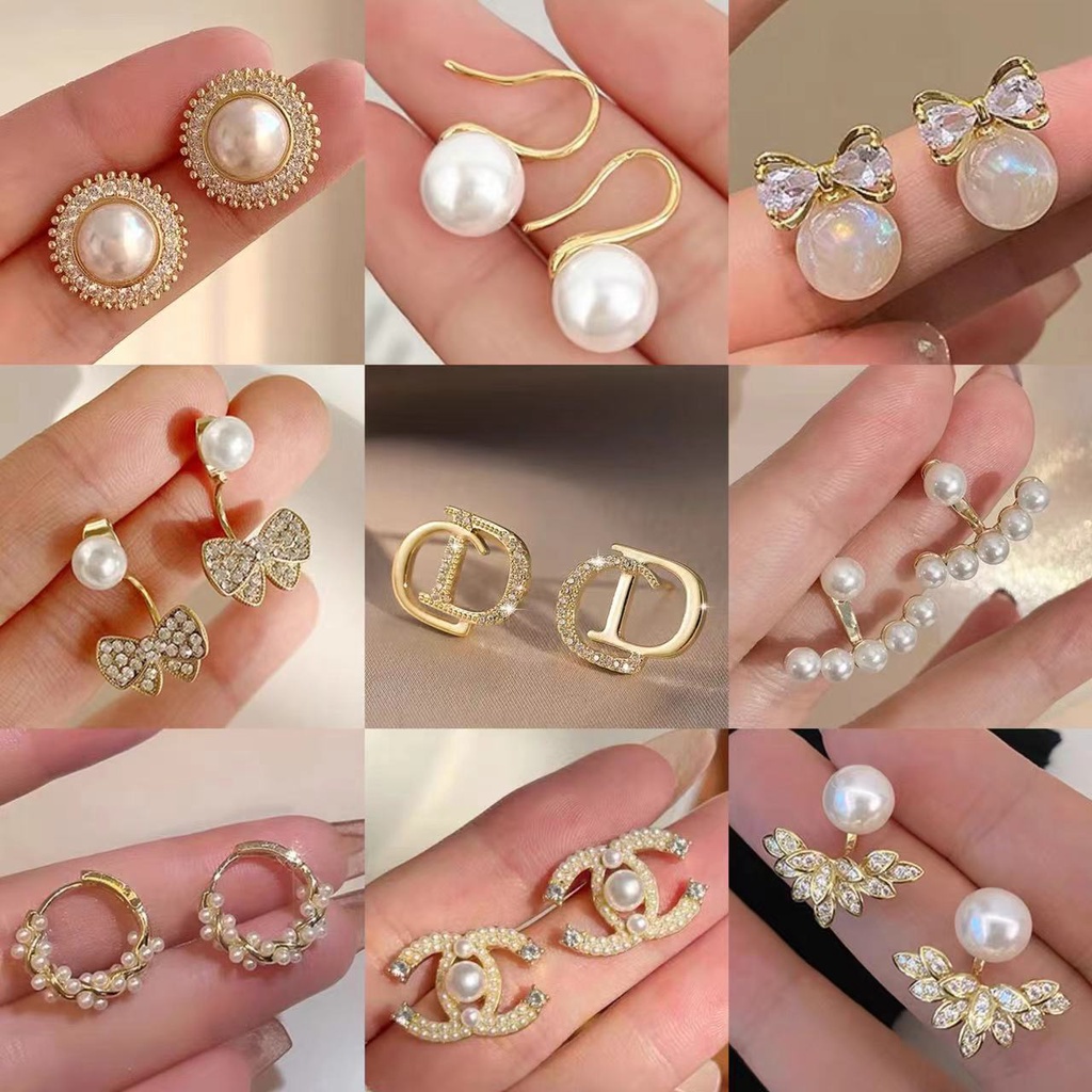 ต่างหูมุก เวอร์มิคูไลท์ สไตล์เกาหลี สําหรับผู้หญิง