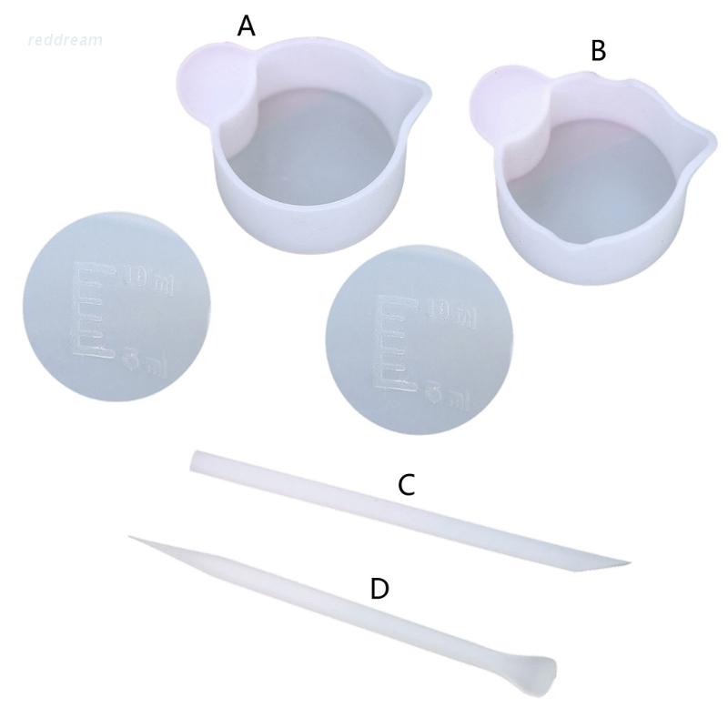 ถ้วยซิลิโคนสีแดงสําหรับผสมกาว Diy เครื่องมือหล่อเครื่องประดับ