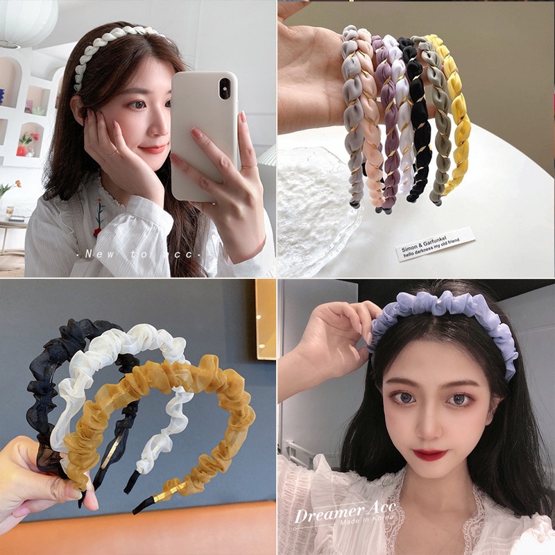 ที่คาดผม ผ้าชีฟอง แบบเรียบง่าย สไตล์ใหม่ แฟชั่นสําหรับผู้หญิง