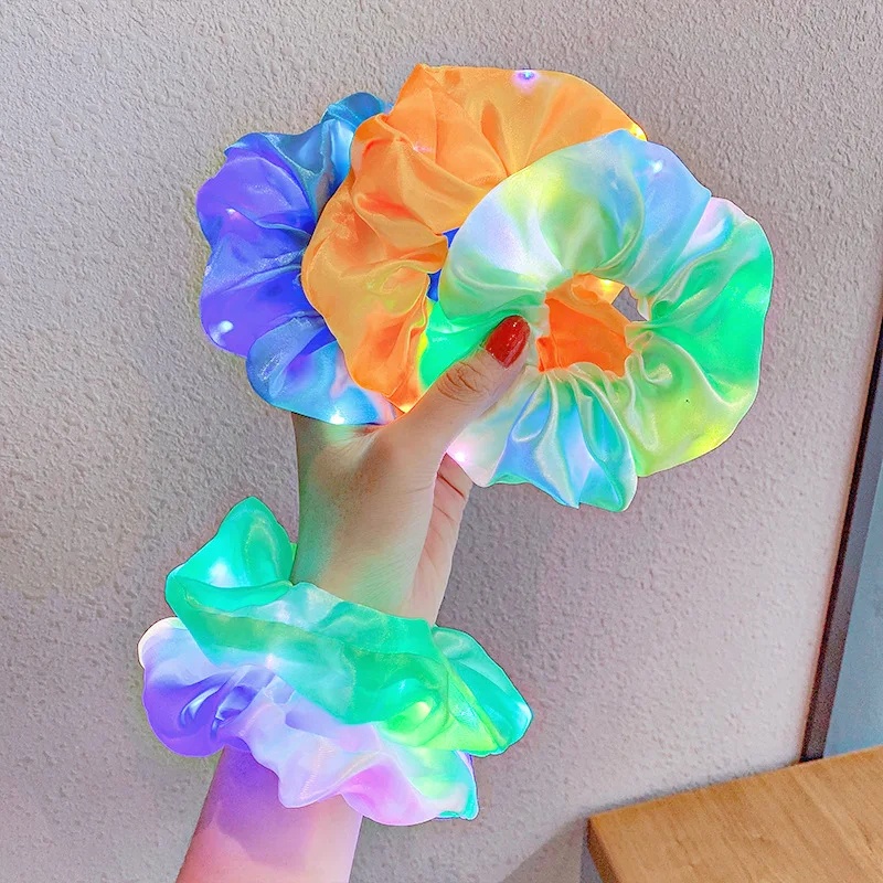 ที่คาดผมหางม้า แบบยืดหยุ่น มีไฟ LED สีพื้น อุปกรณ์เสริม สําหรับทําผม