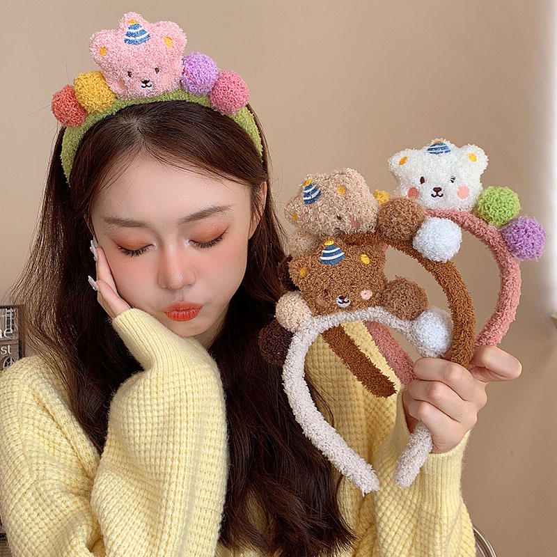 ที่คาดศีรษะ ขนาดใหญ่ ลายหมีน่ารัก เครื่องประดับ สําหรับล้างหน้า