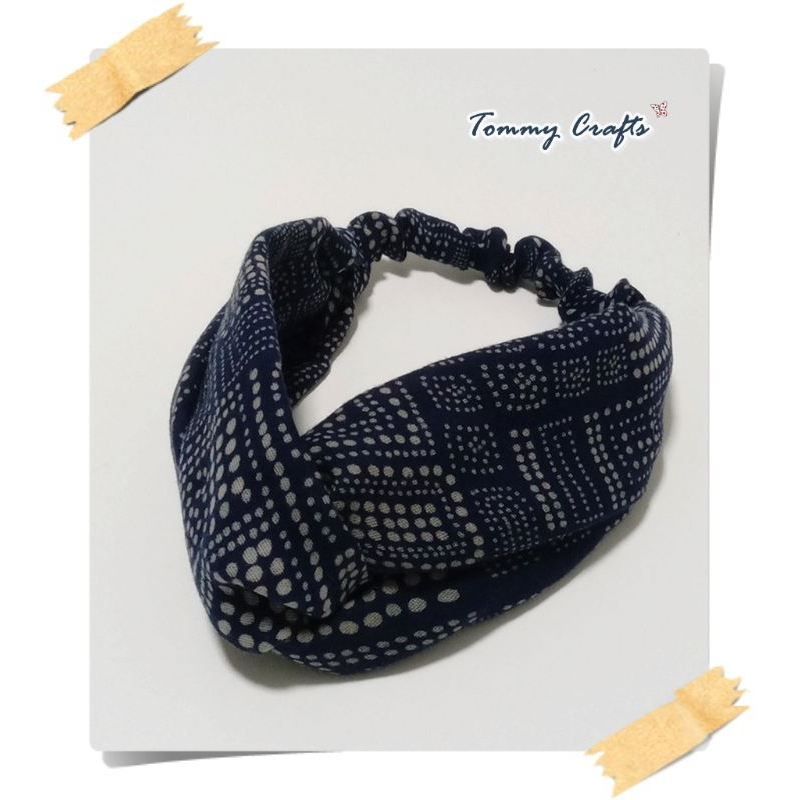 ผ้าคาดผมแบบไขว้ผ้าฝ้ายสาลูสองชั้นกัดลาย Turban twist Headband