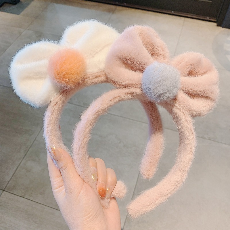 พร้อมส่ง  DayDu ที่คาดผมโบว์ขนมิงค์ เเฟชั่นสไตส์เกาหลี น่ารักๆ สีโทนนู้ดๆเรียบหรู F02