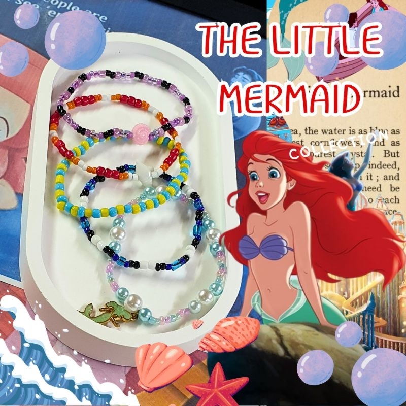พร้อมส่ง กำไลลูกปัดThe Little Mermaid น่ารักทุกเเบบ สีสันเเห่งท้องทะเล