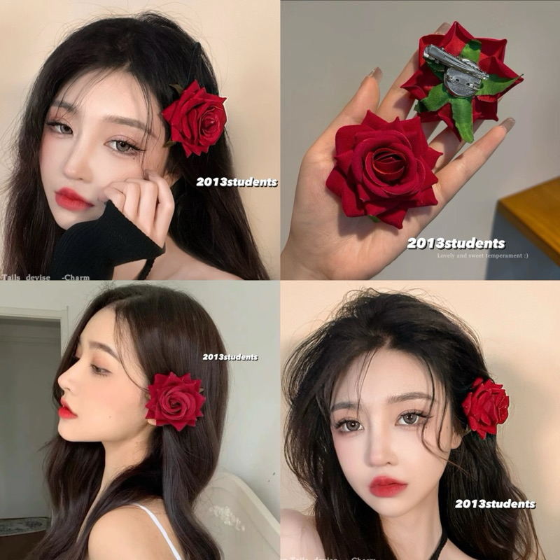 [พร้อมส่ง] กิ๊บดอกไม้วาเลนไทน์ ที่คาดดอกกุหลาบวาเลนไทน์