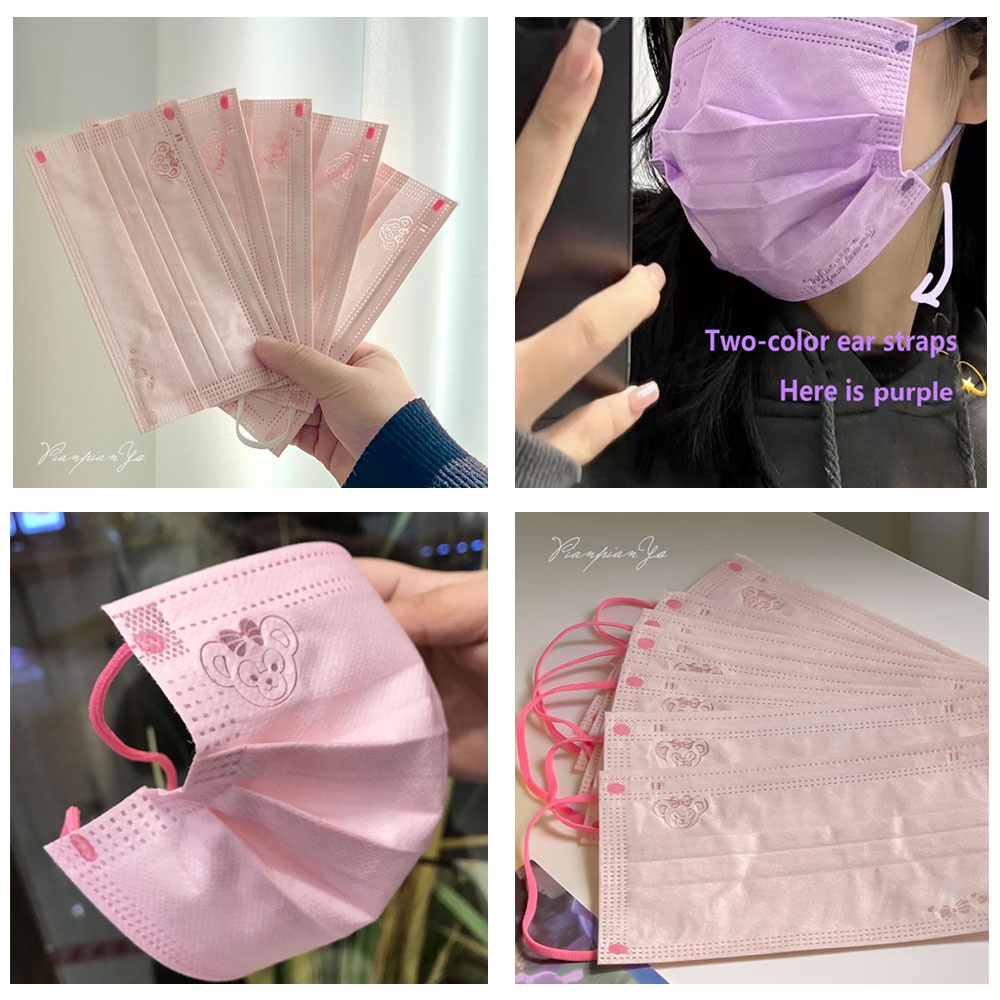 พร้อมส่ง            ลายการ์ตูนน่ารัก สีพาสเทล มี 3 สี สีชมพู สีม่วง สีขาว ( 1แพ็ค 50ชิ้น )หนา