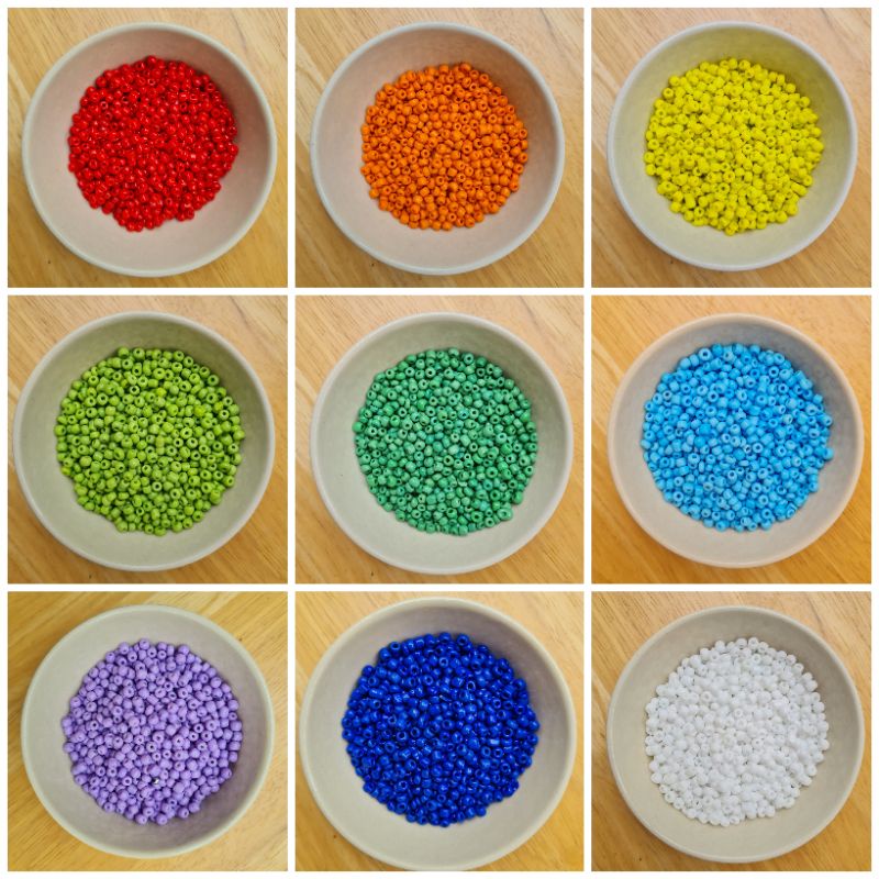 พร้อมส่ง  ลูกปัดเม็ดทรายสีด้าน 4mm น้ำหนัก 50 กรัม