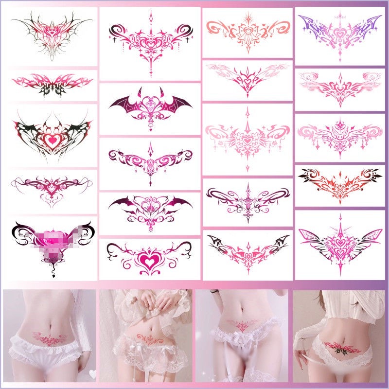 [พร้อมส่ง] สติกเกอร์รอยสัก รูปหัวใจ กันน้ํา เซ็กซี่ สําหรับร่างกาย หน้าท้อง สมุนไพร