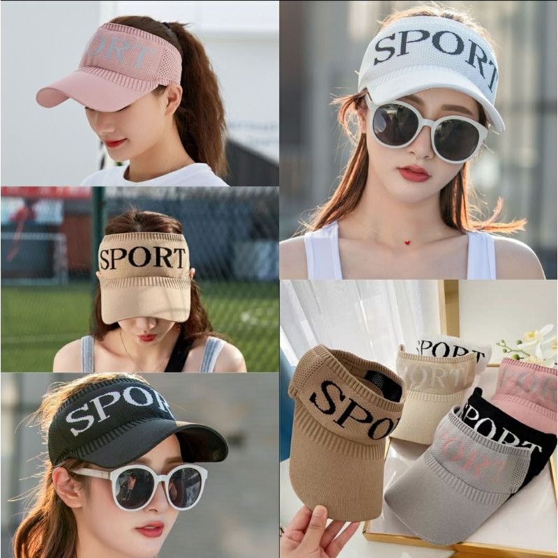 [พร้อมส่ง] หมวกผู้ใหญ่ครึ่งหัวไตล์เกาหลี หมวกเปิดหัวกันแดดสำหรับผู้หญิง ลาย SPORT