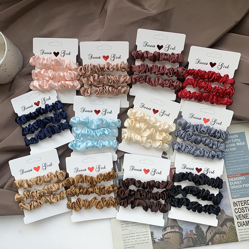 [พร้อมส่ง] อุปกรณ์ทําผมยางรัดผมซาตินยืดหยุ่นสําหรับผู้หญิง 3 ชิ้น #Shopee17