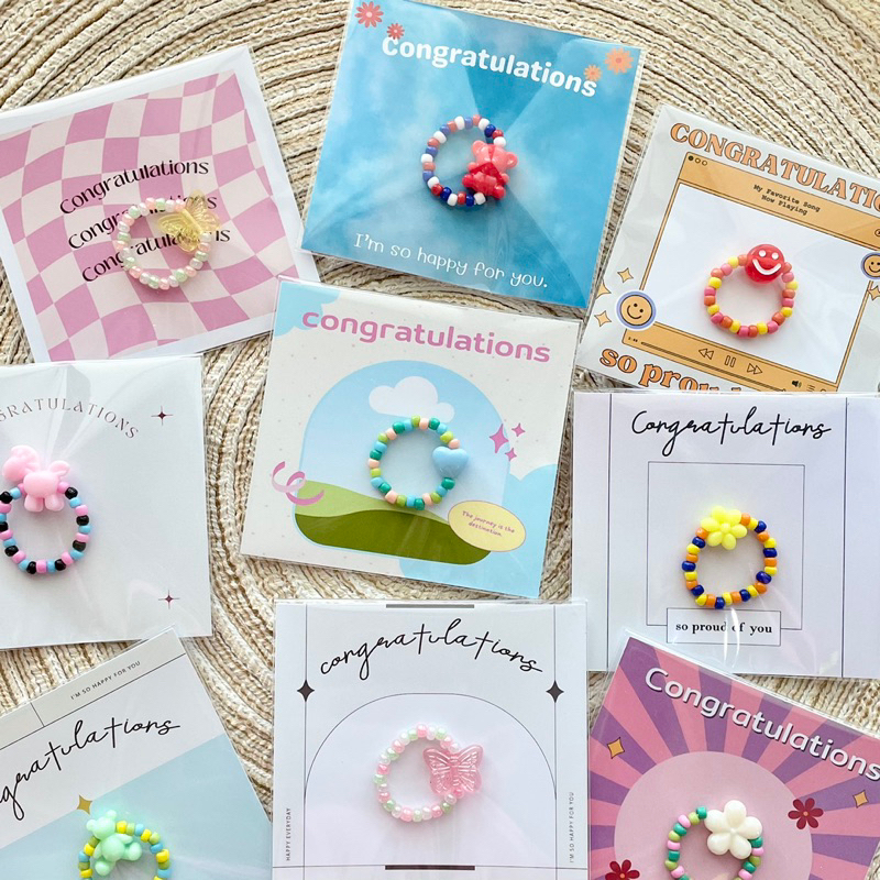 พร้อมส่ง   แหวนลูกปัดคละสี น่ารัก ของขวัญ ปัจฉิม งาน handmade (ราคาต่อชิ้น)
