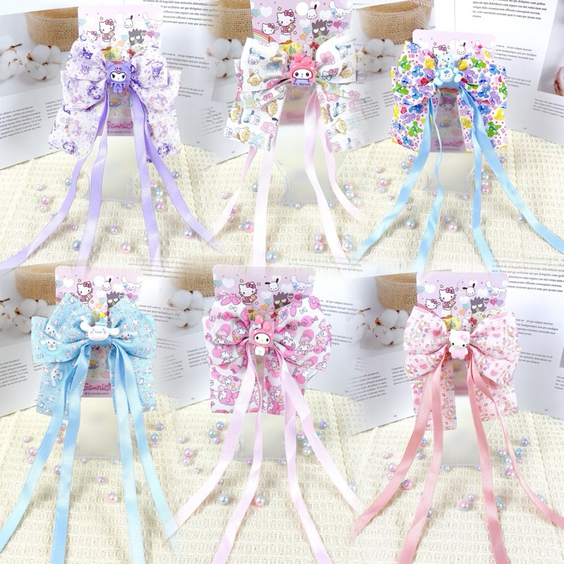 พร้อมส่งจากไทย กิ๊บติดผมโบว์หางยาวน่ารัก ลายSanrio