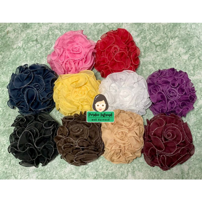 พร้อมส่งในไทย   ตัวหนีบผมตัวใหญ่ขอบเงิน | ปอมๆหนีบผมอิสลาม มี 10 สี