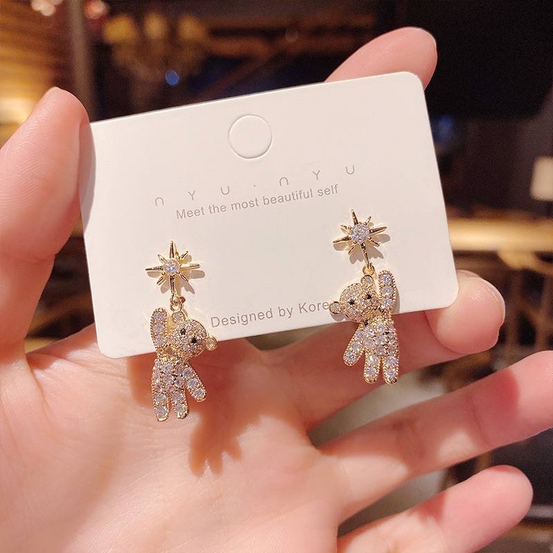 พร้อมส่ง‼️ต่างหูน้องหมีเพชรสุดคิ้ววิบวับ