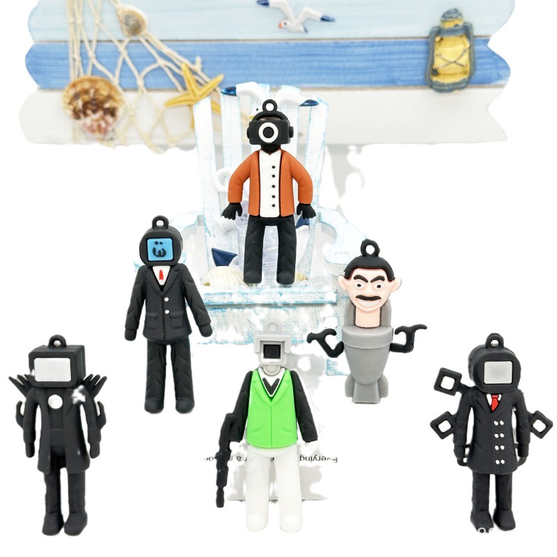 พวงกุญแจ PVC จี้รูปอนิเมะ Skibidi Dop ตลก เครื่องประดับ สําหรับผู้ชาย และผู้หญิง